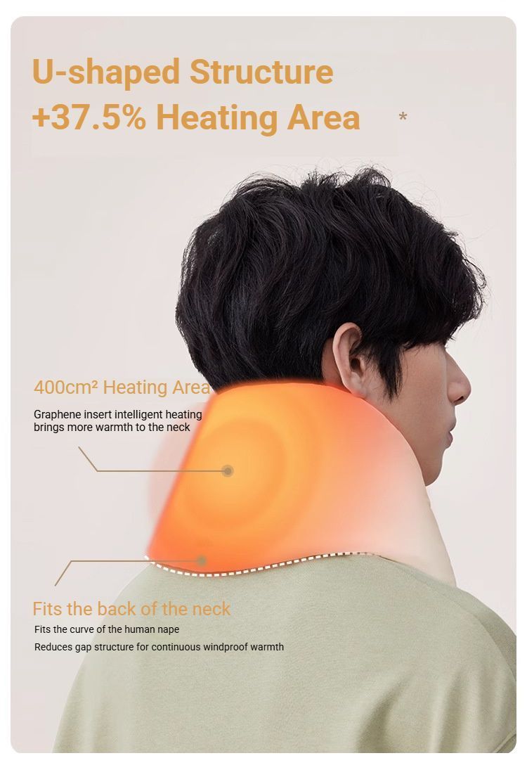 USB Heated White Duck Down Neck Warmer Black