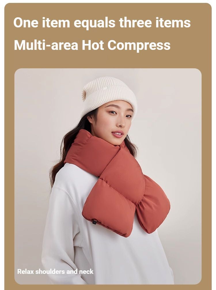 USB Heated White Duck Down Neck Warmer Black