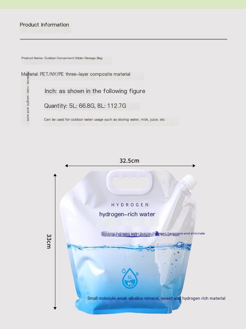Outdoor portable folding water storage bag-3L transparent