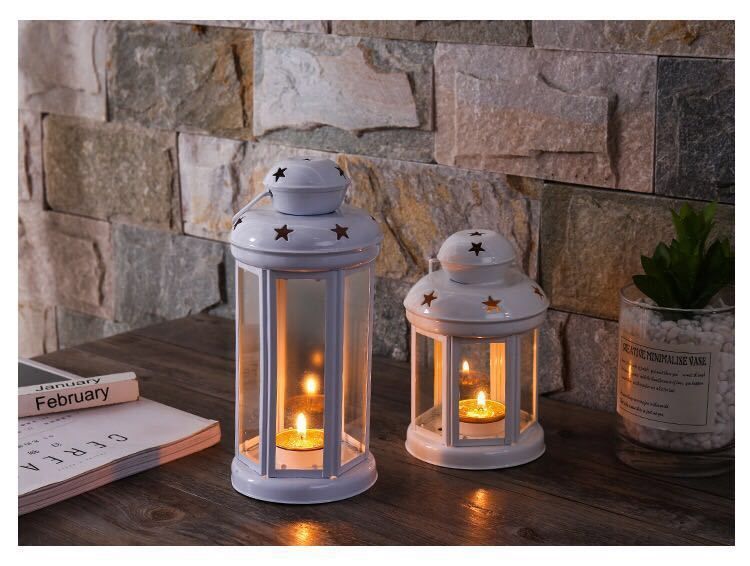 White Black and Red Candle Holder Set of 3