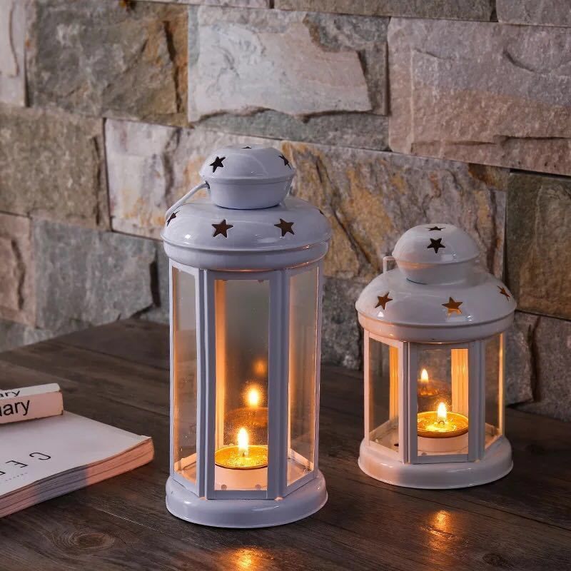 White Black and Red Candle Holder Set of 3
