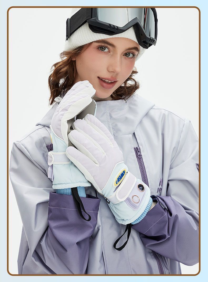 Windproof Water-Repellent Fleece-Lined Self-Heating Gloves Black