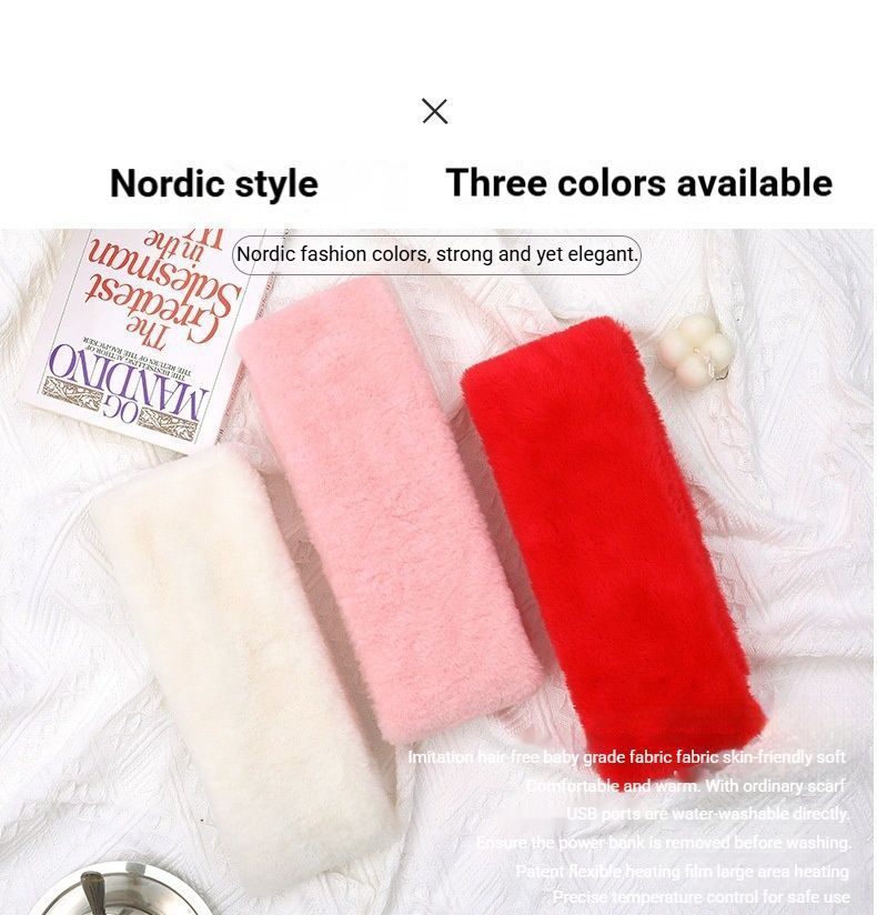 Winter Imitation Rabbit Fur USB Heated Scarf Beige-Gift Box Edition