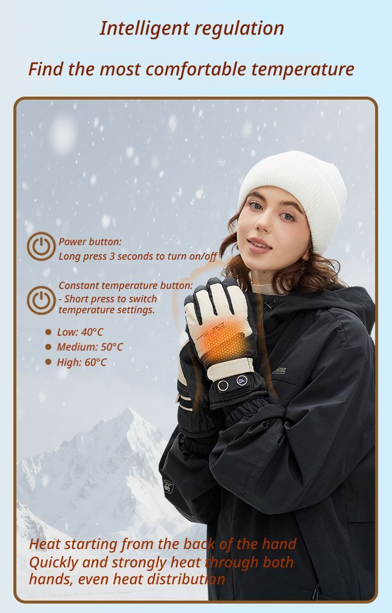 Winter Self-Heating Windproof Touchscreen Gloves-Black Gray
