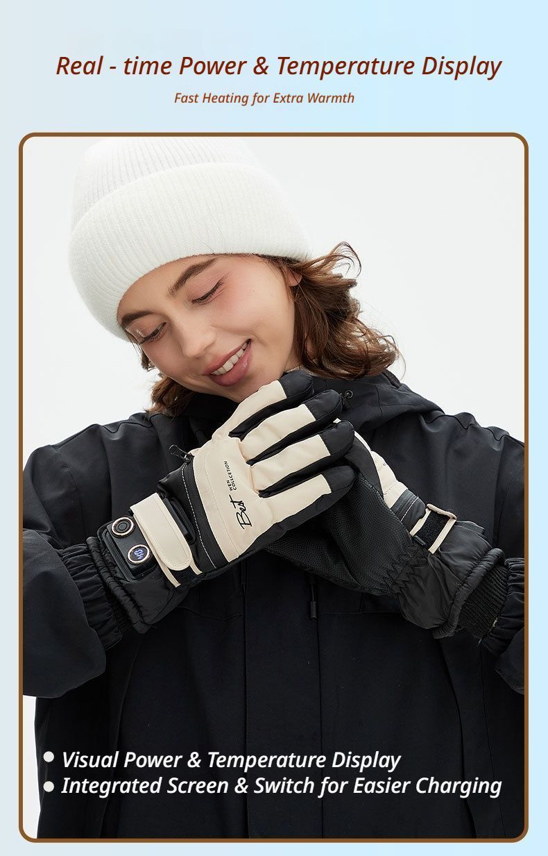 Winter Self-Heating Windproof Touchscreen Gloves-Blue and White