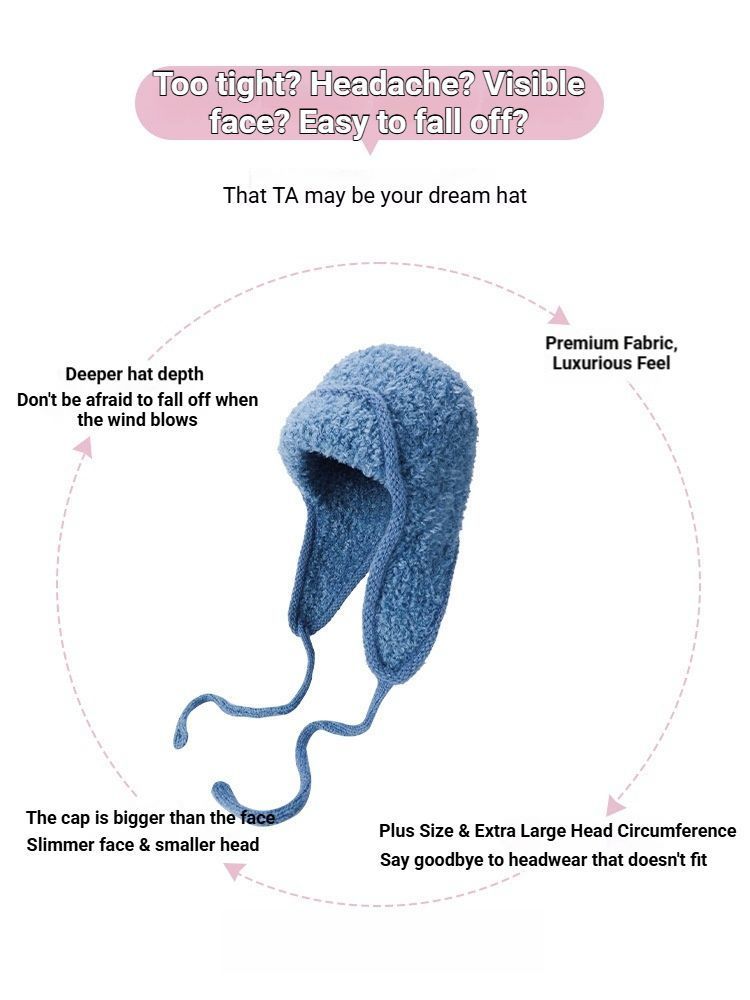 Women Plain Aviator Hat with Earflaps Blue