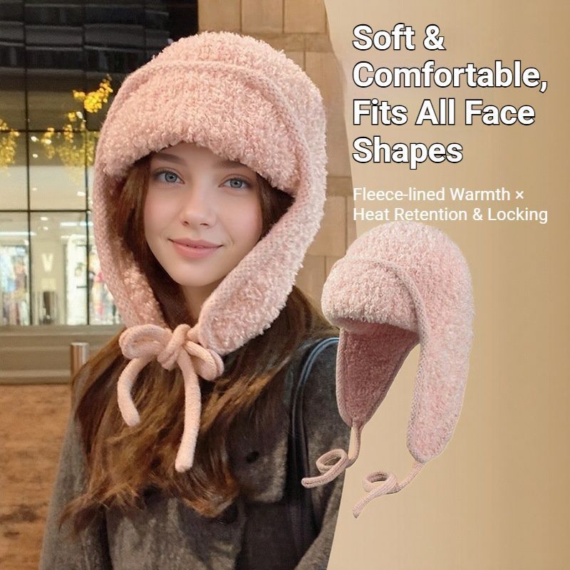 Women Plain Aviator Hat with Earflaps White