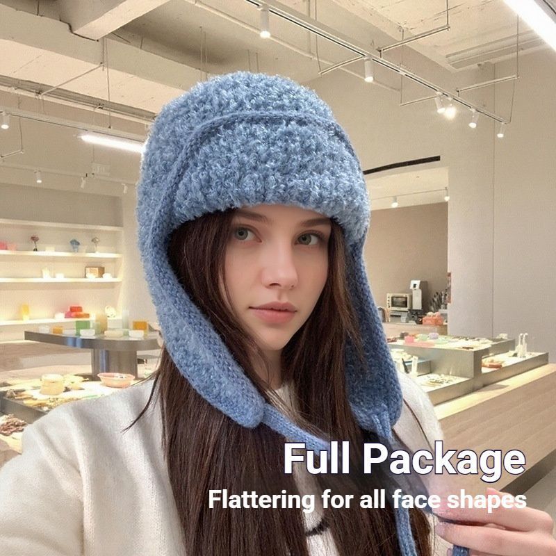 Women Plain Aviator Hat with Earflaps White
