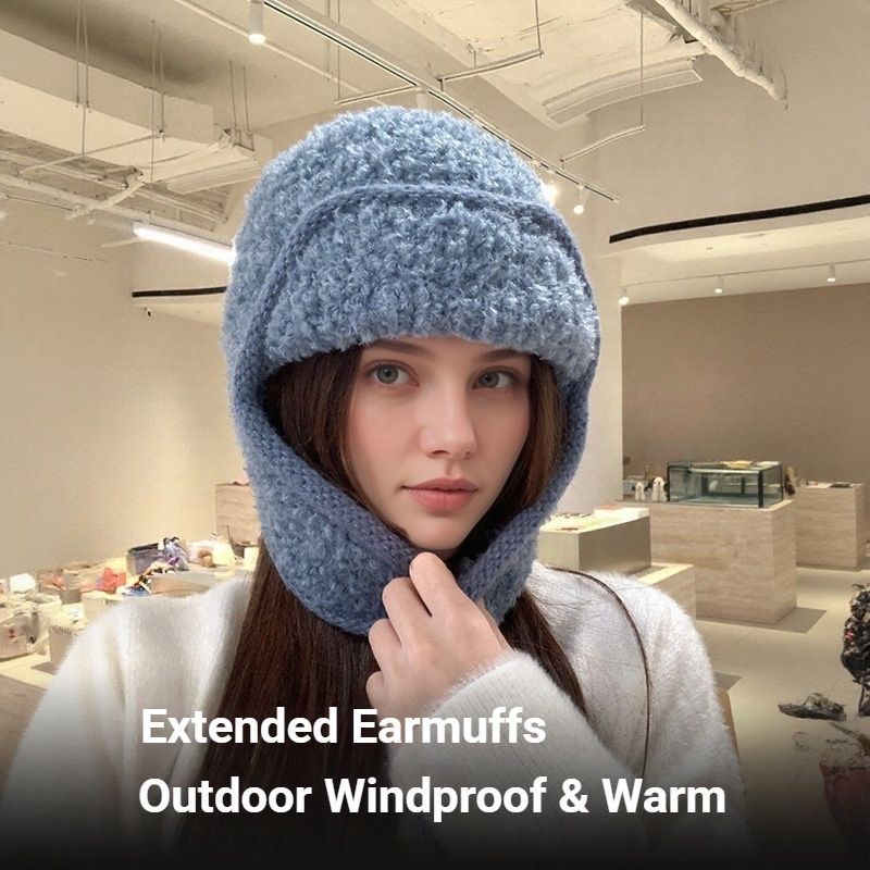 Women Plain Aviator Hat with Earflaps White