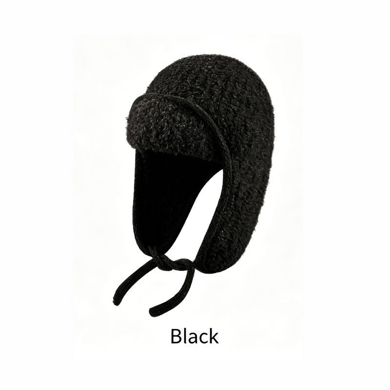 Women Sherpa Aviator Beanie - Warm Earflap Knit Hat Blue