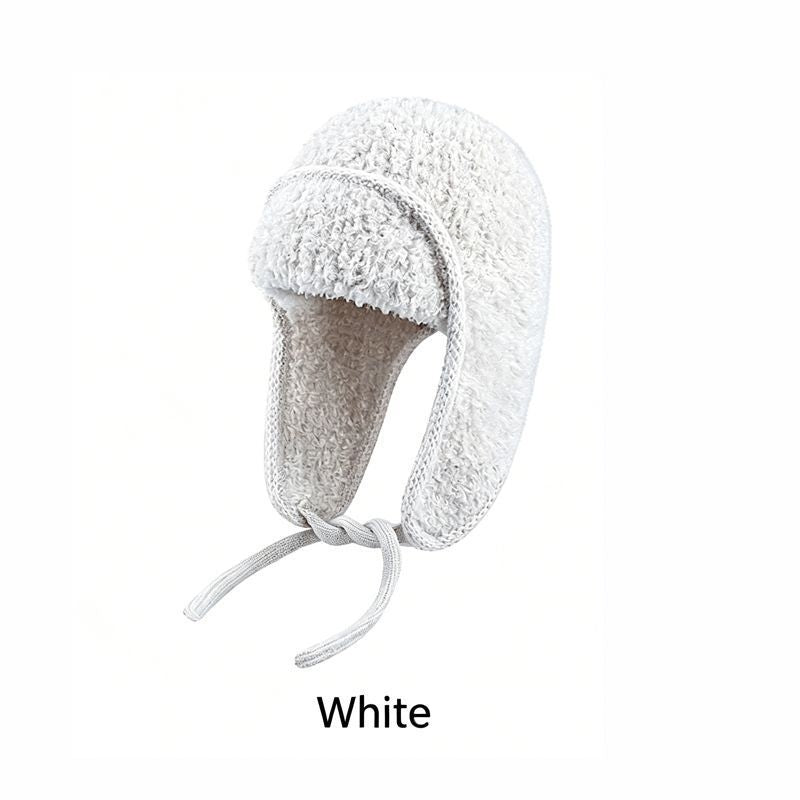 Women Sherpa Aviator Beanie - Warm Earflap Knit Hat Pink