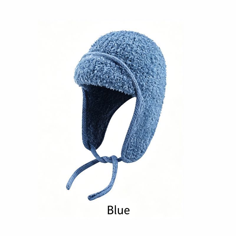 Women Sherpa Aviator Beanie - Warm Earflap Knit Hat Red