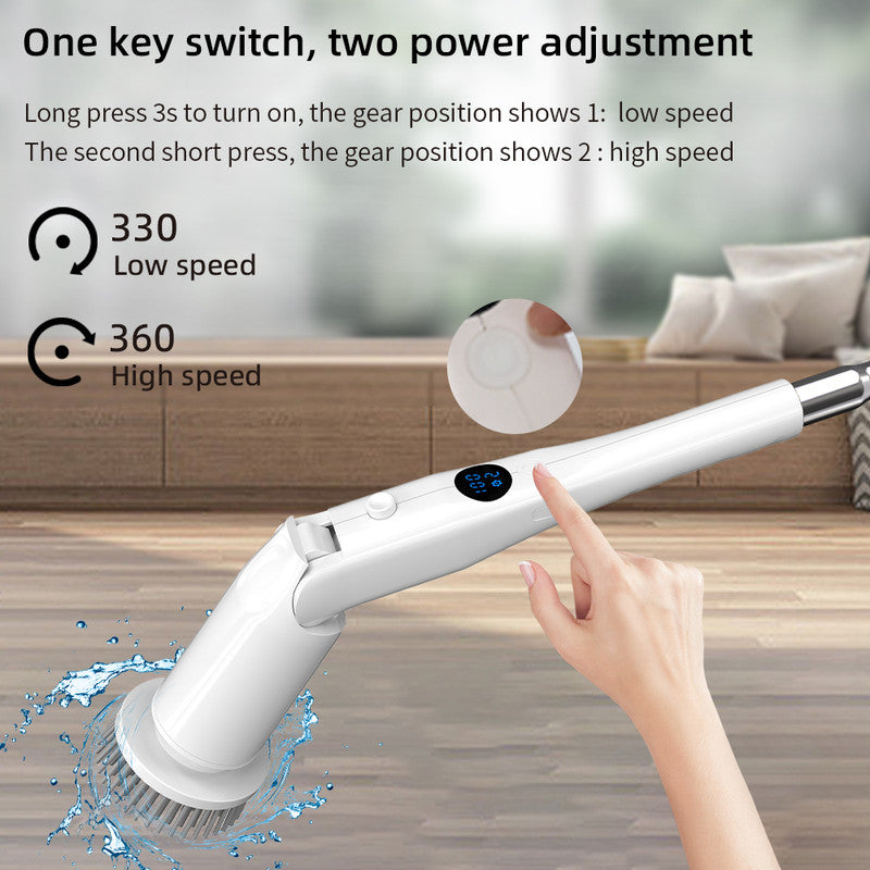 Electric Spin Scrubber Power Shower Cleaning Brush with Extendable Handle & 8 Brush Heads for Bathtub Tile Grout Kitchen Window and Floor