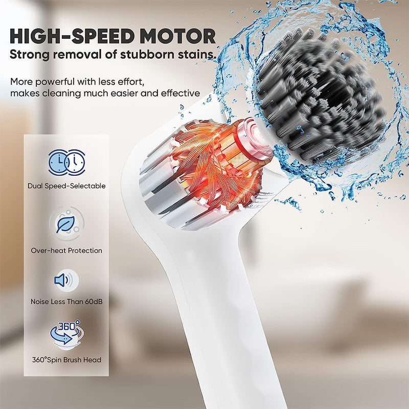 Cordless Electric cleaning brush spin scrubber with 4 replaceable heads for kitchen & bathroom