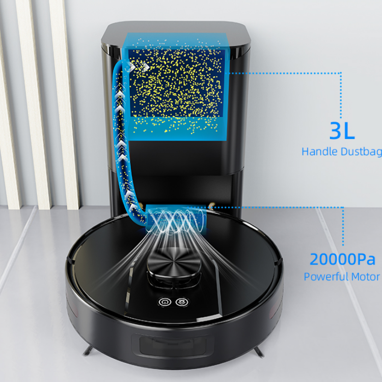 Smart LDS Navigation Robot Vacuum and Mop with Self-Emptying Dock 3500Pa Max Self-Charging Compatible with Alexa & Google Home