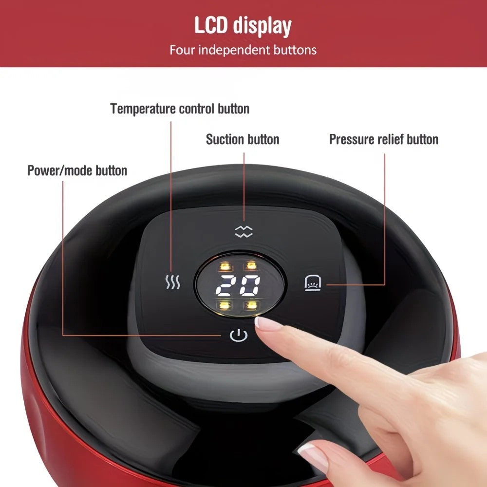 Blue Smart Cupping Massager: Wireless & Portable/One-Button Pressure Release/12-Level Red Light Heat Therapy, Detachable & Easy to Clean, Full-Body Applicable for Circulation Boost, Revitalize Your Body and Mind at Home or On the Go