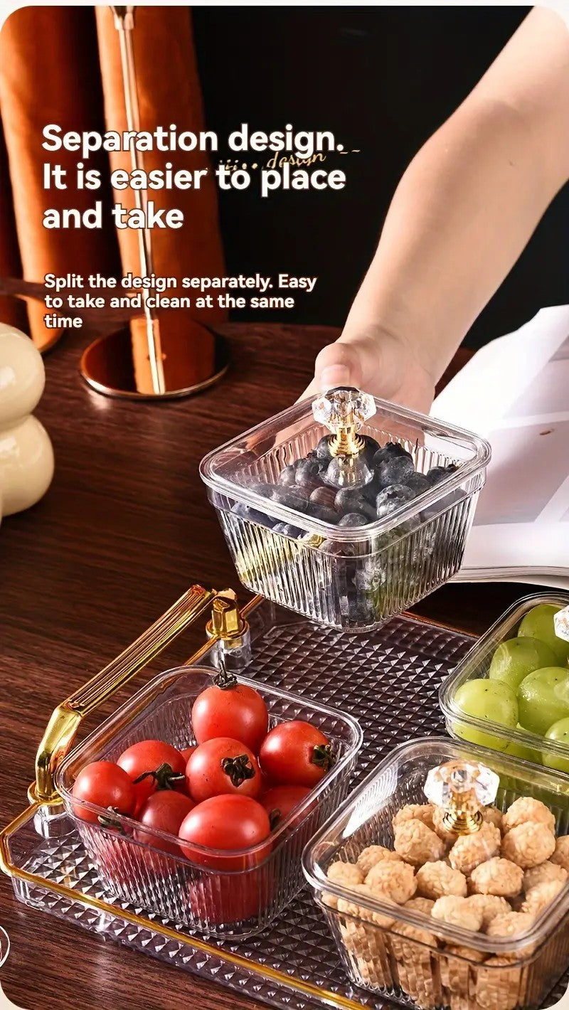 1-Piece 8-Compartment Snack Tray, BPA-Free Plastic Food-Grade Snack Organizer, Perfect for Nuts, Fruits, Candies, Potato Chips - Elegant Gold Decor for Home Entertainment, Party Snack Table Decoration, Party Snack Storage Box | Gold-Plated Tray