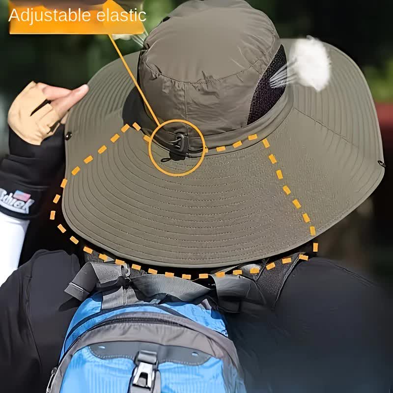 Army Green .Extra Wide Fishing Hat with Detachable Sun Visor and Neck Guard - The Perfect Choice for Summer Fishing, Hiking, and Outdoor Activities.