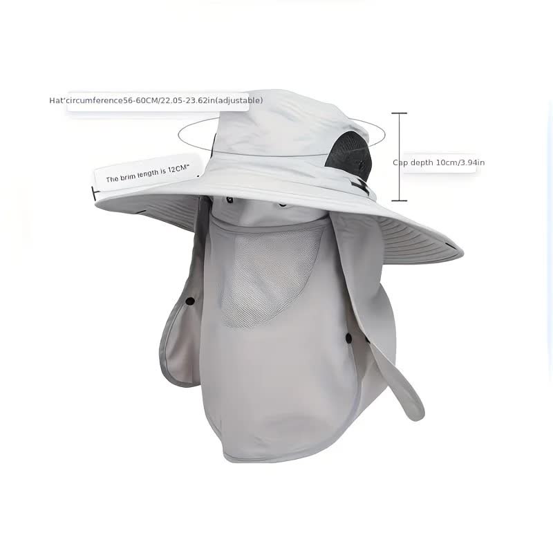 Army Green .Extra Wide Fishing Hat with Detachable Sun Visor and Neck Guard - The Perfect Choice for Summer Fishing, Hiking, and Outdoor Activities.