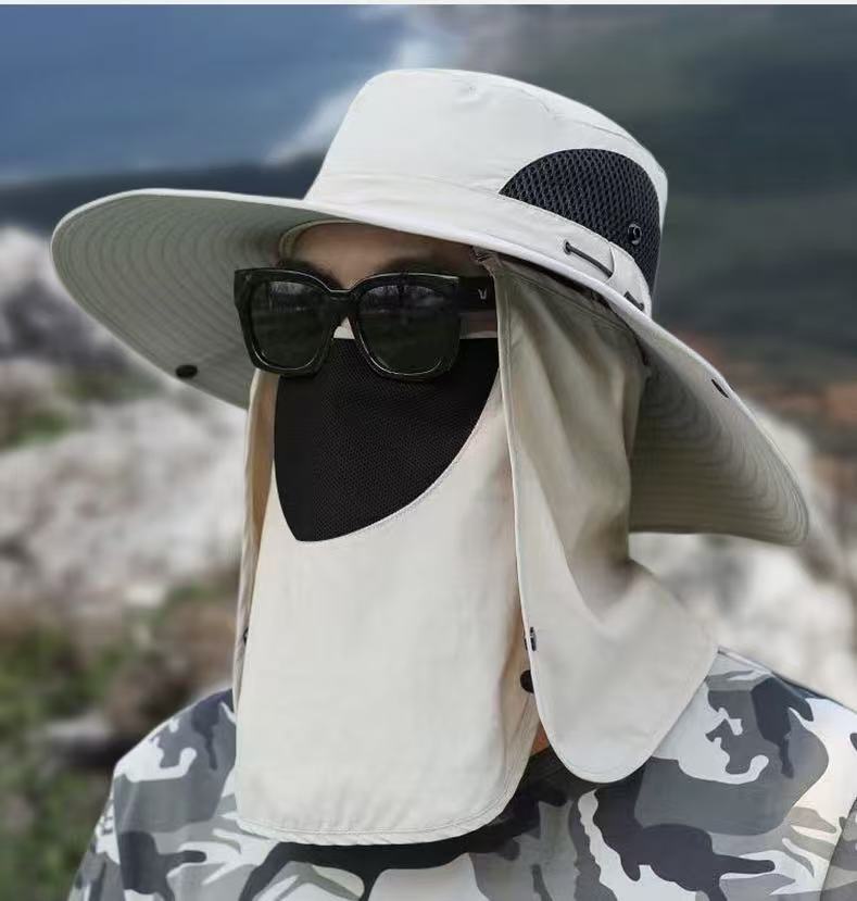 black,Extra Wide Fishing Hat with Detachable Sun Visor and Neck Guard - The Perfect Choice for Summer Fishing, Hiking, and Outdoor Activities