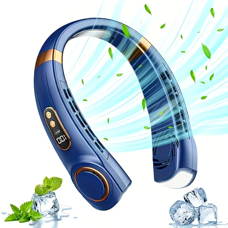 New Neck Hanging Fan Portable Mini USB Fan Personal Cooling Turbine Small Charging Quiet Lazy-Friendly.white