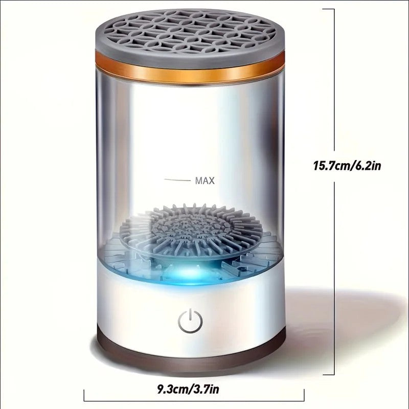 Makeup brush cleaning and drying machine, equipped with a rapid drying system and compact design, suitable for home use and travel. It is an ideal gift for women and for beauty tool care.