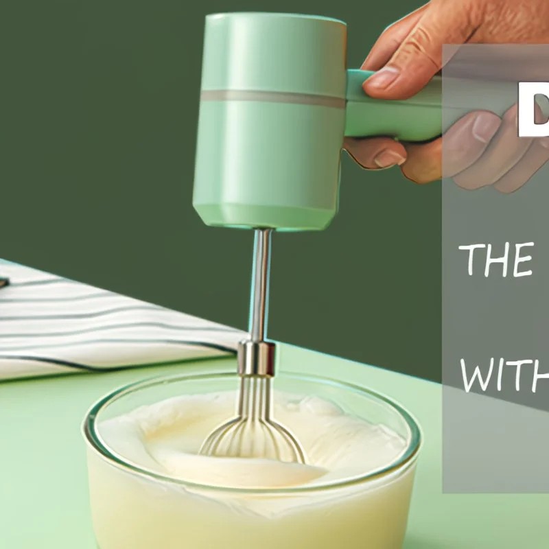 Green Wireless charging handheld mixer, 30W with three-speed settings. Dual whisk heads designed for whipping eggs, cream, and batter. Suitable for both kitchen and outdoor use, also an ideal gift.