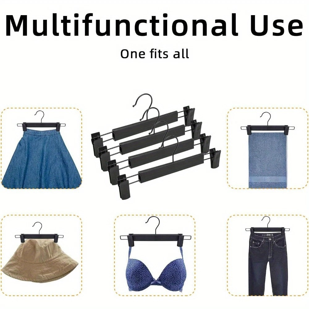 10pcs Super Anti-Slip Pants Hangers with Clips, Thickened Plastic Dual-Use Skirt/Pants Hangers, Seamless Anti-Mark Home Drying Racks, Wardrobe Organizer Essential.