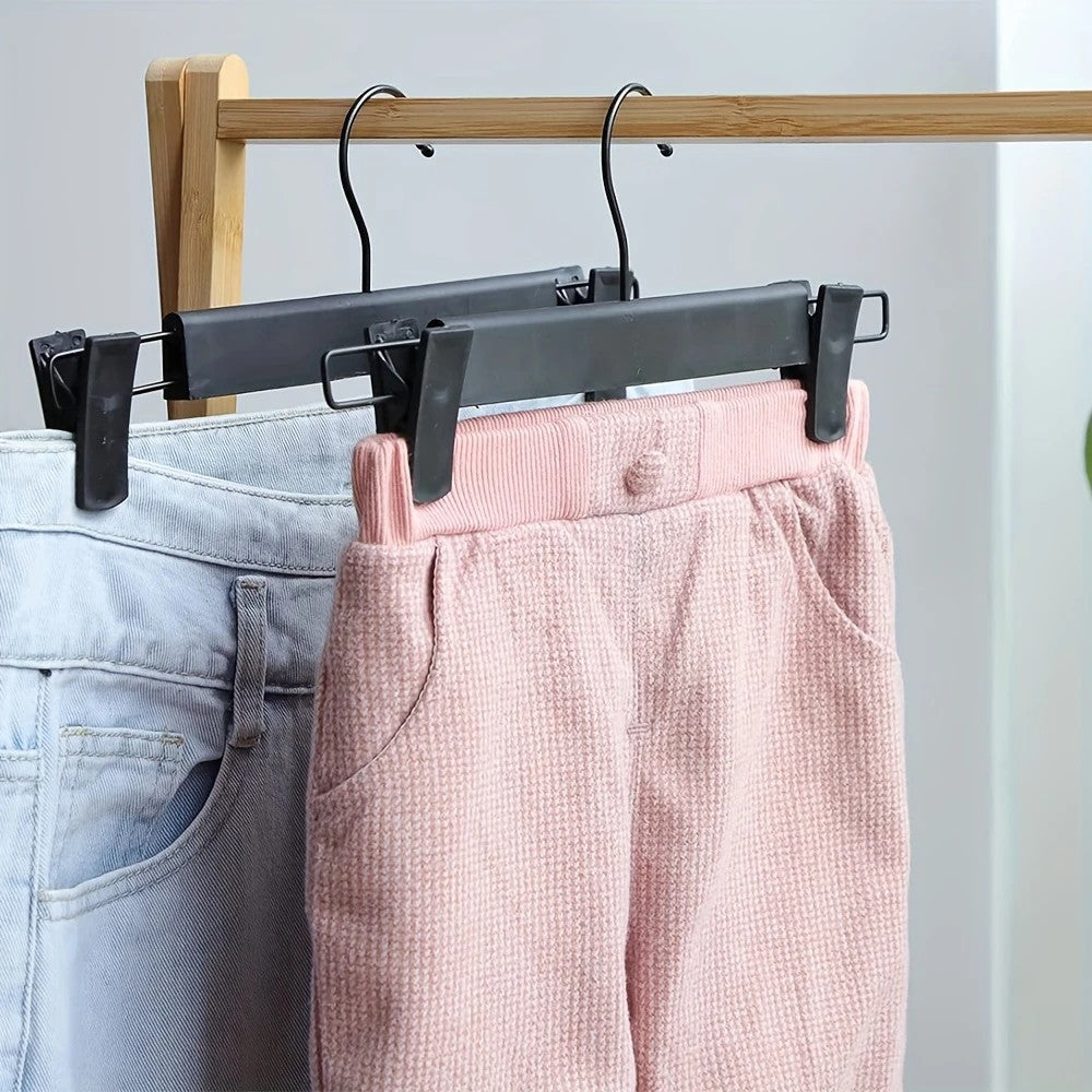 10pcs Super Anti-Slip Pants Hangers with Clips, Thickened Plastic Dual-Use Skirt/Pants Hangers, Seamless Anti-Mark Home Drying Racks, Wardrobe Organizer Essential.
