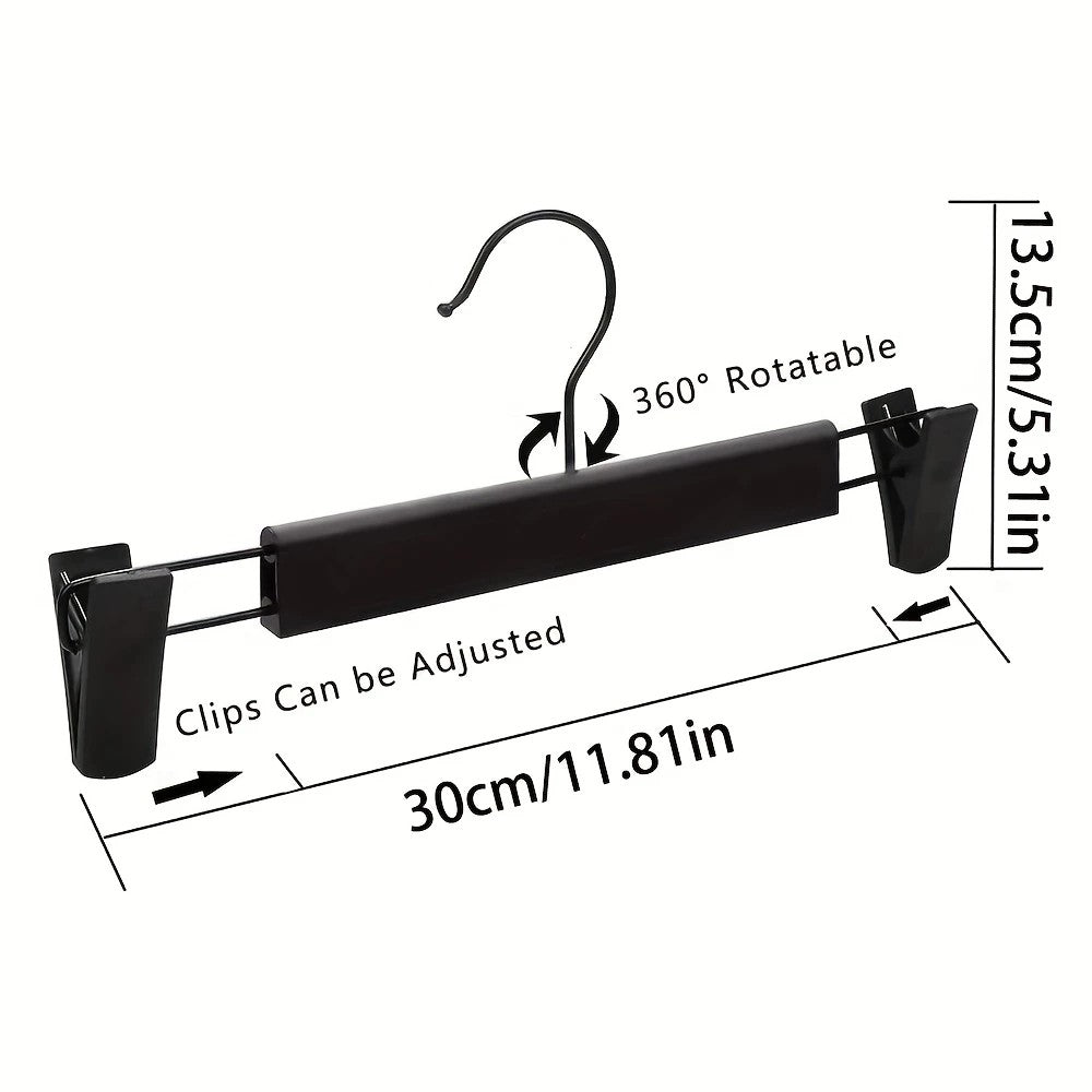 10pcs Super Anti-Slip Pants Hangers with Clips, Thickened Plastic Dual-Use Skirt/Pants Hangers, Seamless Anti-Mark Home Drying Racks, Wardrobe Organizer Essential.