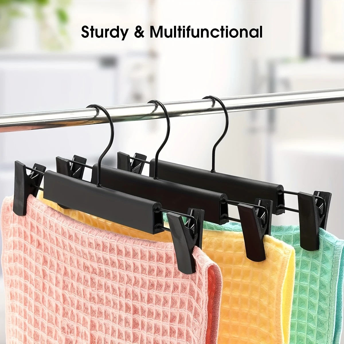 20pcs Super Anti-Slip Pants Hangers with Clips, Thickened Plastic Dual-Use Skirt/Pants Hangers, Seamless Anti-Mark Home Drying Racks, Wardrobe Organizer Essential.