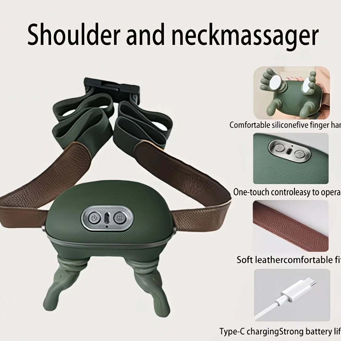 USB Heated Neck, Shoulder, and Back Massager – 6D Simulated Human-Hand Deep Kneading Technology, Multi-Part Massage for Neck, Shoulders, Back, and Legs, Relieving Office Fatigue and Muscle Tension Caused by Prolonged Sitting