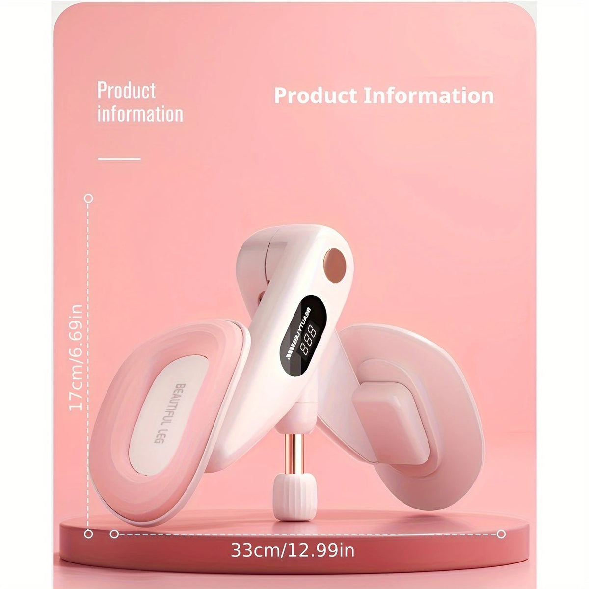 Smart Counting Buttocks and Leg Trainer. Adjustable resistance for precise activation of glute and inner thigh muscles. Features anti-slip design—your essential home fitness tool for body shaping, effortlessly tracking workout repetitions.（PINK)
