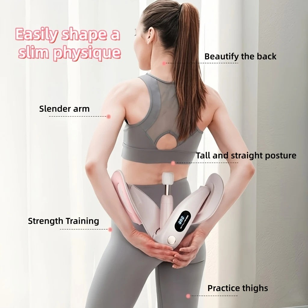 Smart Counting Buttocks and Leg Trainer. Adjustable resistance for precise activation of glute and inner thigh muscles. Features anti-slip design—your essential home fitness tool for body shaping, effortlessly tracking workout repetitions.（BLUE)