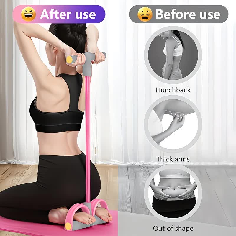 Home-use six-tube resistance band with non-slip pedals and quiet rebound. Targets multiple muscle groups for full-body fat burning, shaping, and stretching. Portable and suitable for all.PINK