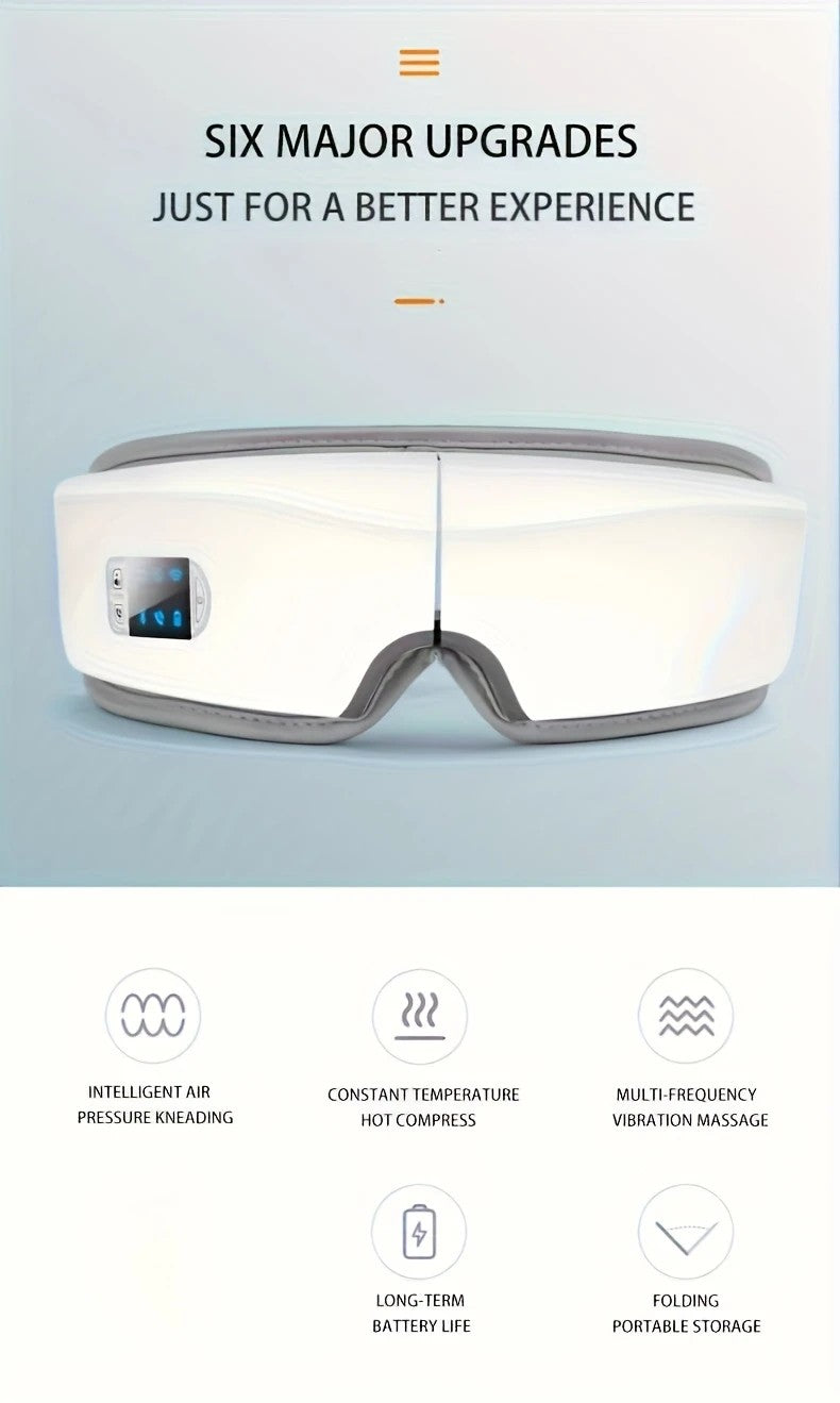 4D Smart Multifunctional Eye Massager with Air Pressure, Vibration, Heating, and Music.