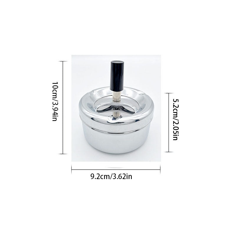 Creative Ashtray, Large Circular Metal Ashtray with Rotating Tray, Press-Type Design