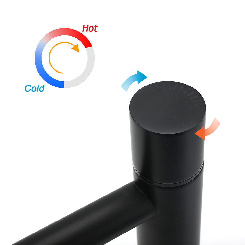 WELS Black 30cm Tall Basin Mixer Vanity Sink Faucet Bubble Tap Laundry 180º Turn