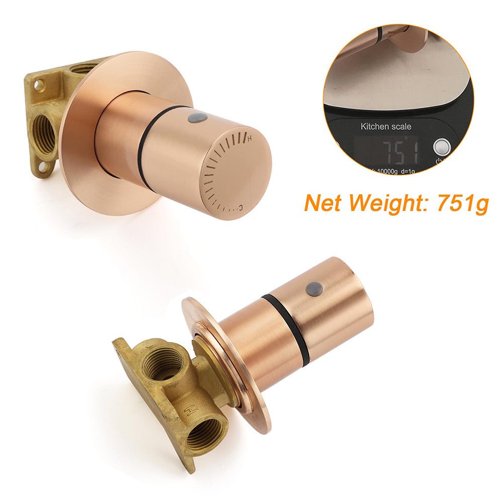 Watermark Round Shower Mixer Brass Hot Cold Water Tap Valve Brushed Rose Gold