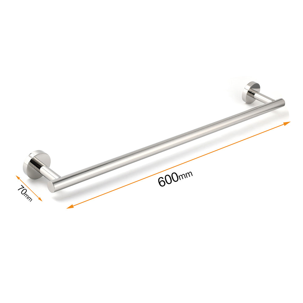 Polished Chrome 600mm Single Towel Rack Rail Holder Stainless Steel Hanger Bar