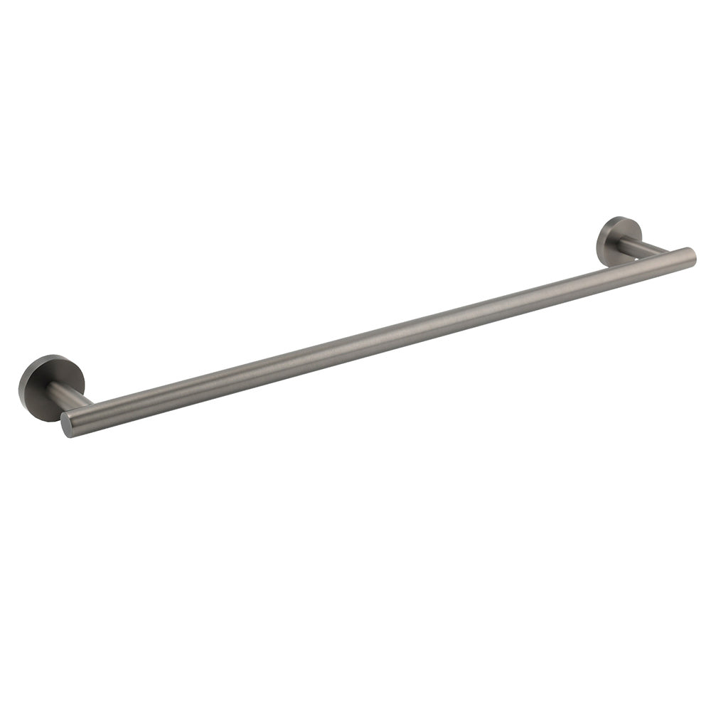 Gun Metal Stainless Steel 600mm Single Towel Rack Rail Holder Round Hanger Bar