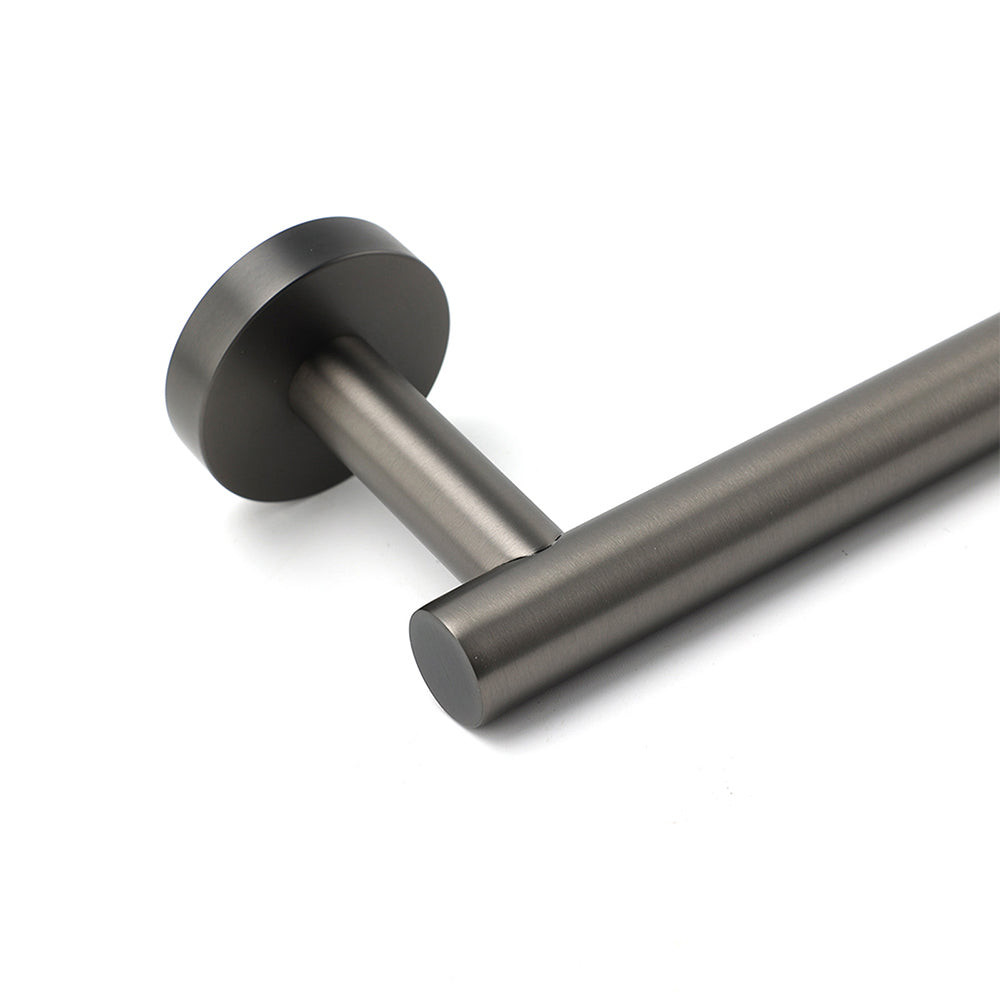 Gun Metal Stainless Steel 600mm Single Towel Rack Rail Holder Round Hanger Bar