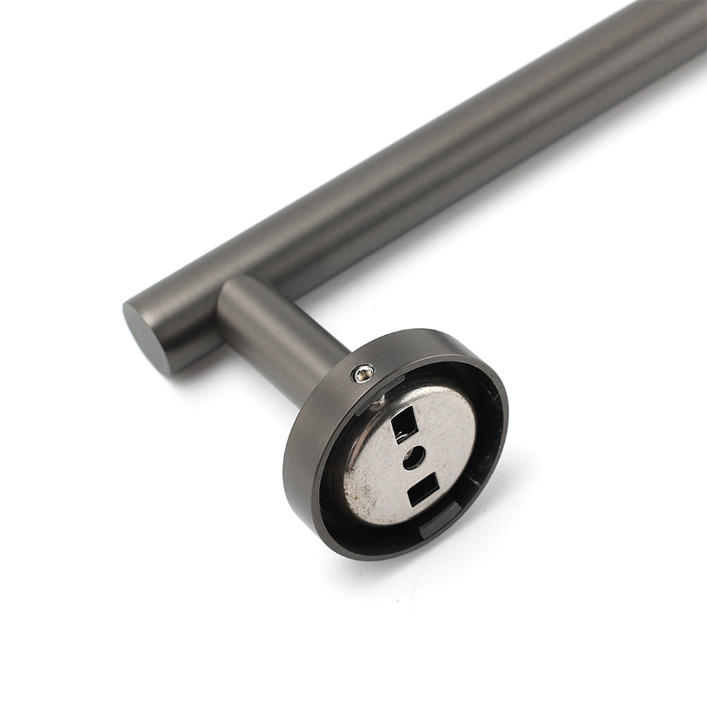 Gun Metal Stainless Steel 600mm Single Towel Rack Rail Holder Round Hanger Bar