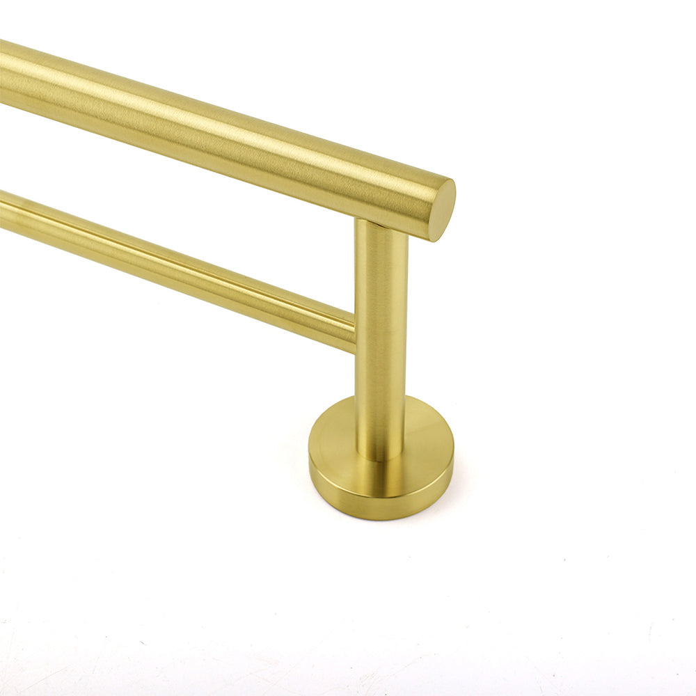 Brushed Gold 600mm Long Double Towel Rack Rail Holder Bar Round Stainless Steel