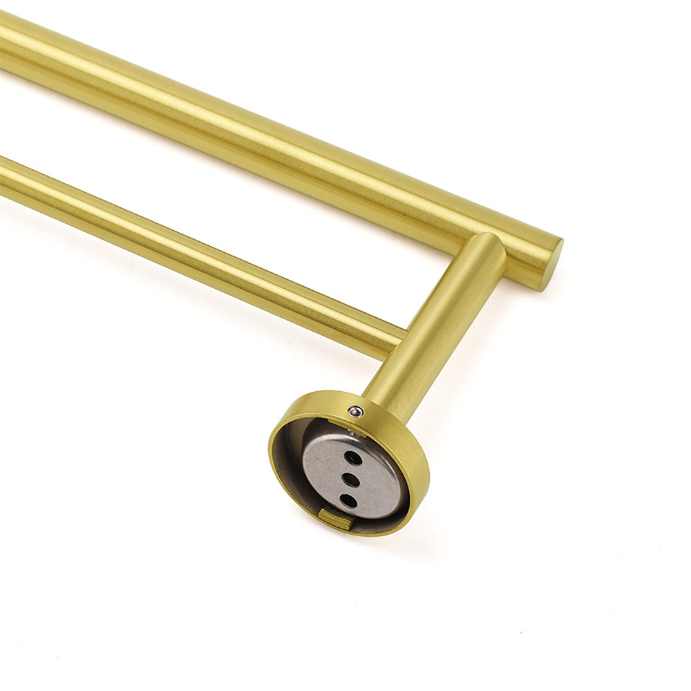 Brushed Gold 600mm Long Double Towel Rack Rail Holder Bar Round Stainless Steel