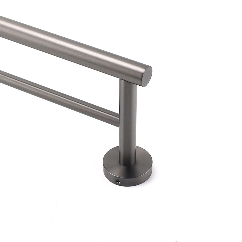 Gun Metal Stainless Steel 750mm Double Towel Rack Rail Holder Round Hanger Bar