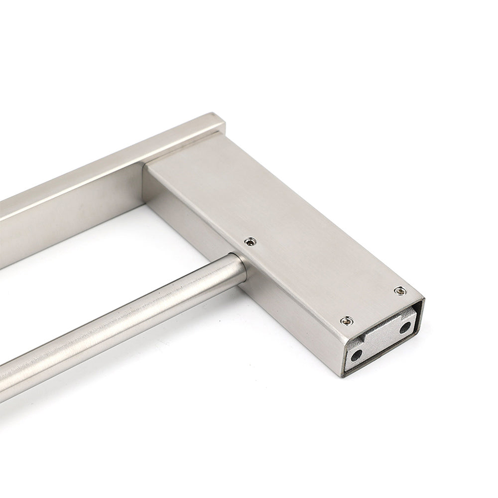 Brushed Nickel Square Towel Rail Rack 600mm Double Hanger Holder Bar Bathroom