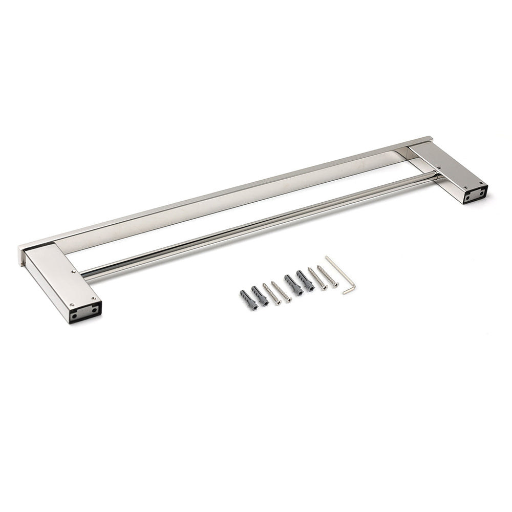Bathroom Polish Chrome Square Towel Rail Rack 600mm Double Hanger Holder Bar