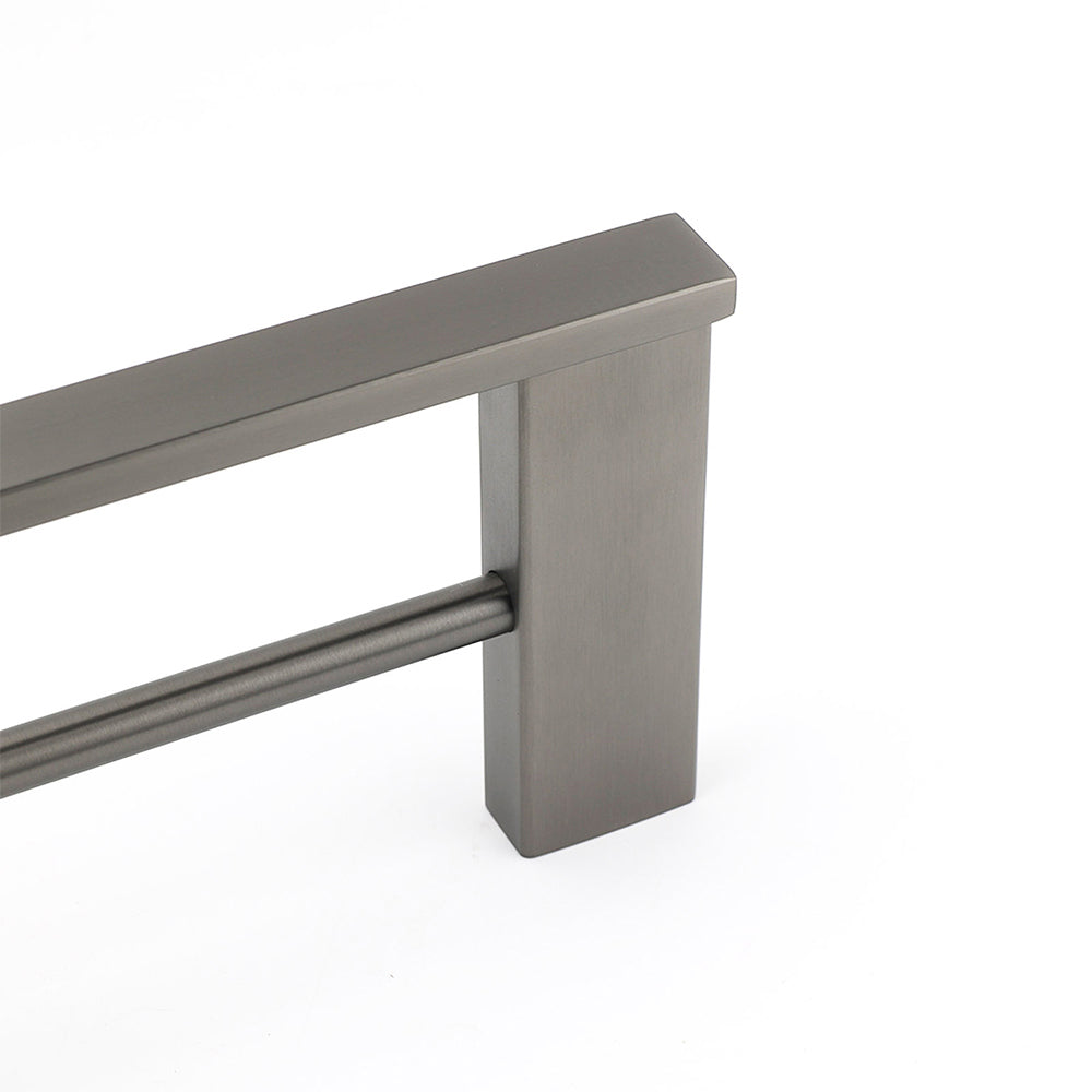 Gun Metal Grey Square Strong Towel Rail Rack 600mm Double Hanger Holder Bar Kit