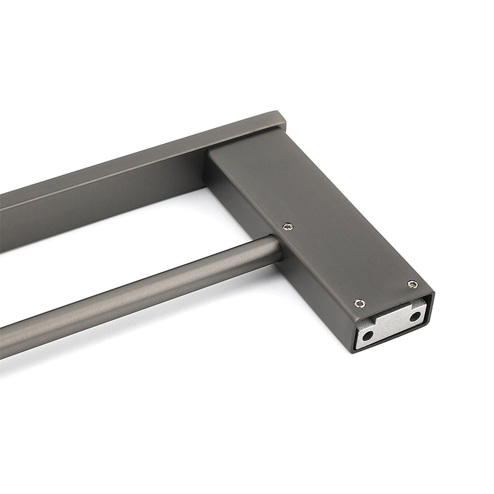 Gun Metal Grey Square Strong Towel Rail Rack 600mm Double Hanger Holder Bar Kit